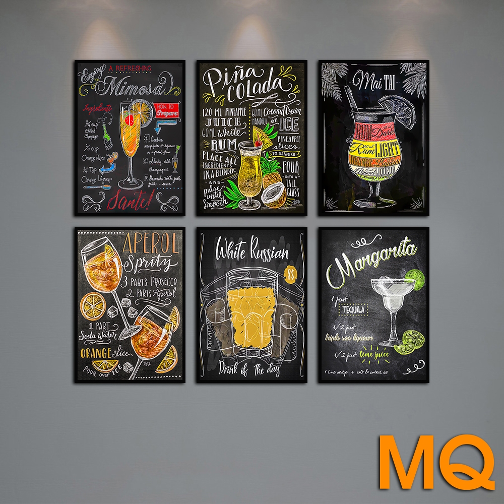 Ablum 20 Tranh Trang Trí Cafe, Trà Sữa Cocktail Mojito Treo Tường