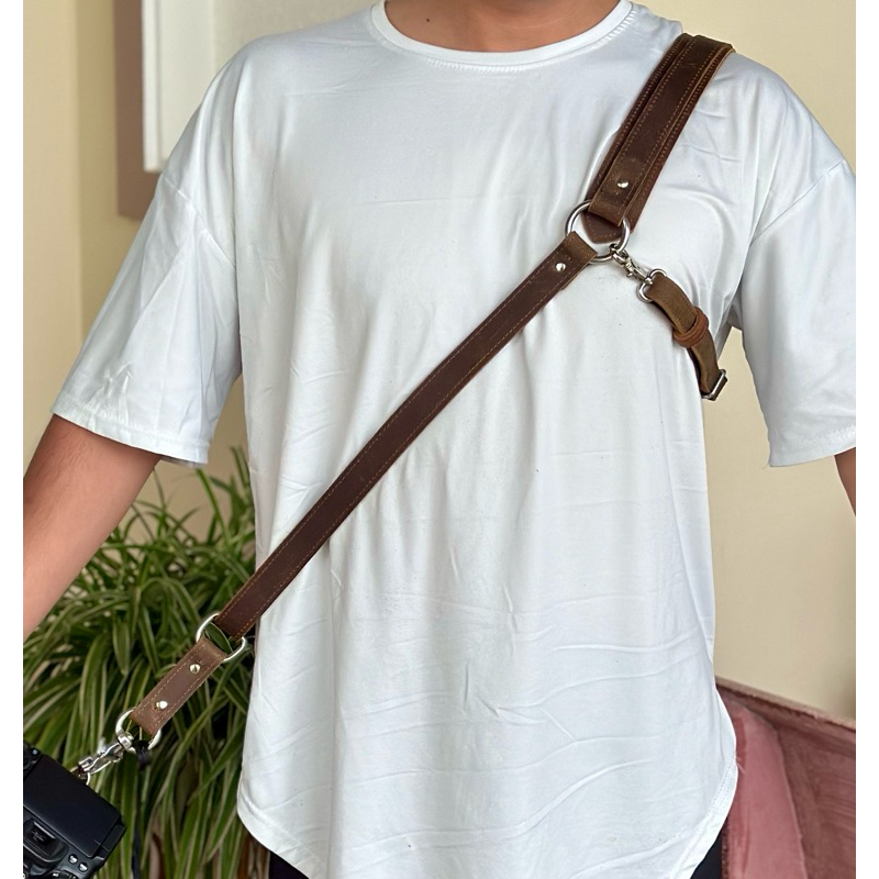 Dây đeo máy ảnh da bò thật