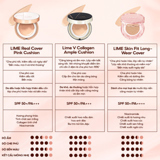 Phấn Nước LIME Real Cover Pink/V Collagen Ample Cushion