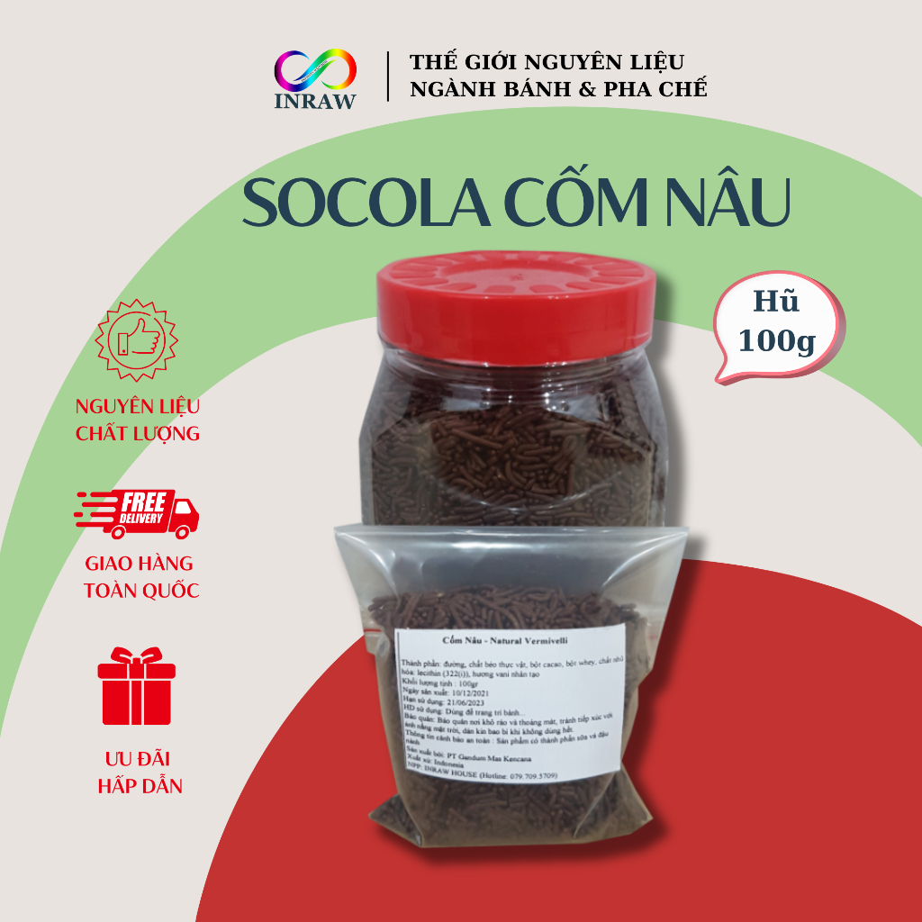 Socola Cốm Nâu trang trí bánh 100g