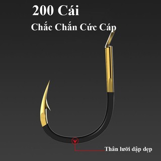 Vỉ 200 Cái Lưỡi Câu Vàng Đen (Có Ngạnh)