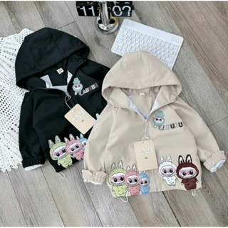 Áo khoác Labubu cho bé trai và bé gái - chất liệu gió tráng 2 lớp trong lót lưới size 10kg-30kg