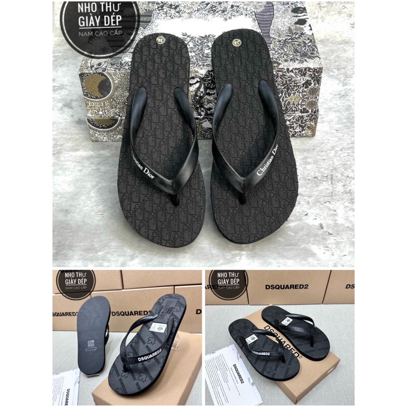 Dép Tông Dsq2 - DG - CD - BBR - Guci Viền Chữ Quai Đế Dày Đi Êm Chân Thoáng Mát Hàng Full Box Hộp