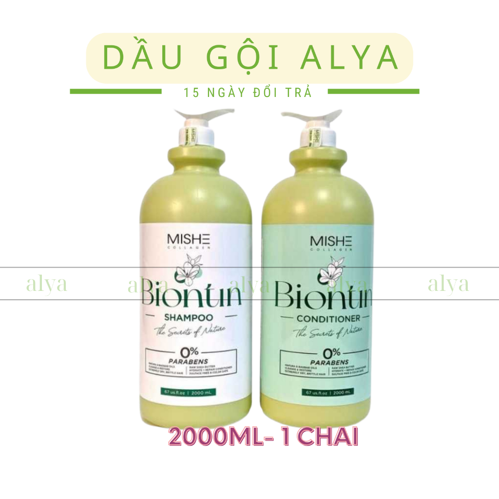 Gội Xả Mishe Collagen Biotin Dung Tích 2000mlx2 Phục Hồi Tóc Hư Tổn, Dưỡng Tóc Mềm Mượt