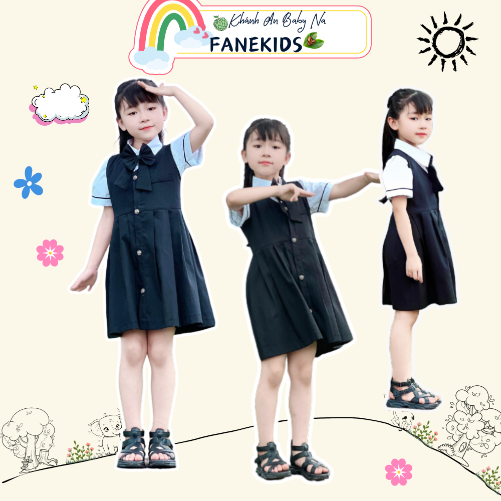 Set Bộ Áo Váy Đồng Phục FANEKIDS Cho Học Sinh Đi Học Tới Trường 3 Chi Tiết Cho Bé Hàng Cao Cấp 8-48k