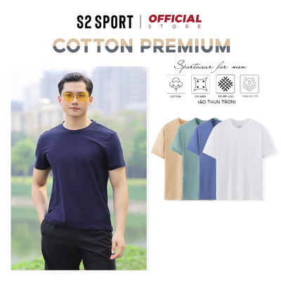 Áo thun nam trơn S2 SPORT  t-shirt cổ tròn cotton USA premium mềm mịn co giãn, thấm hút - STS01