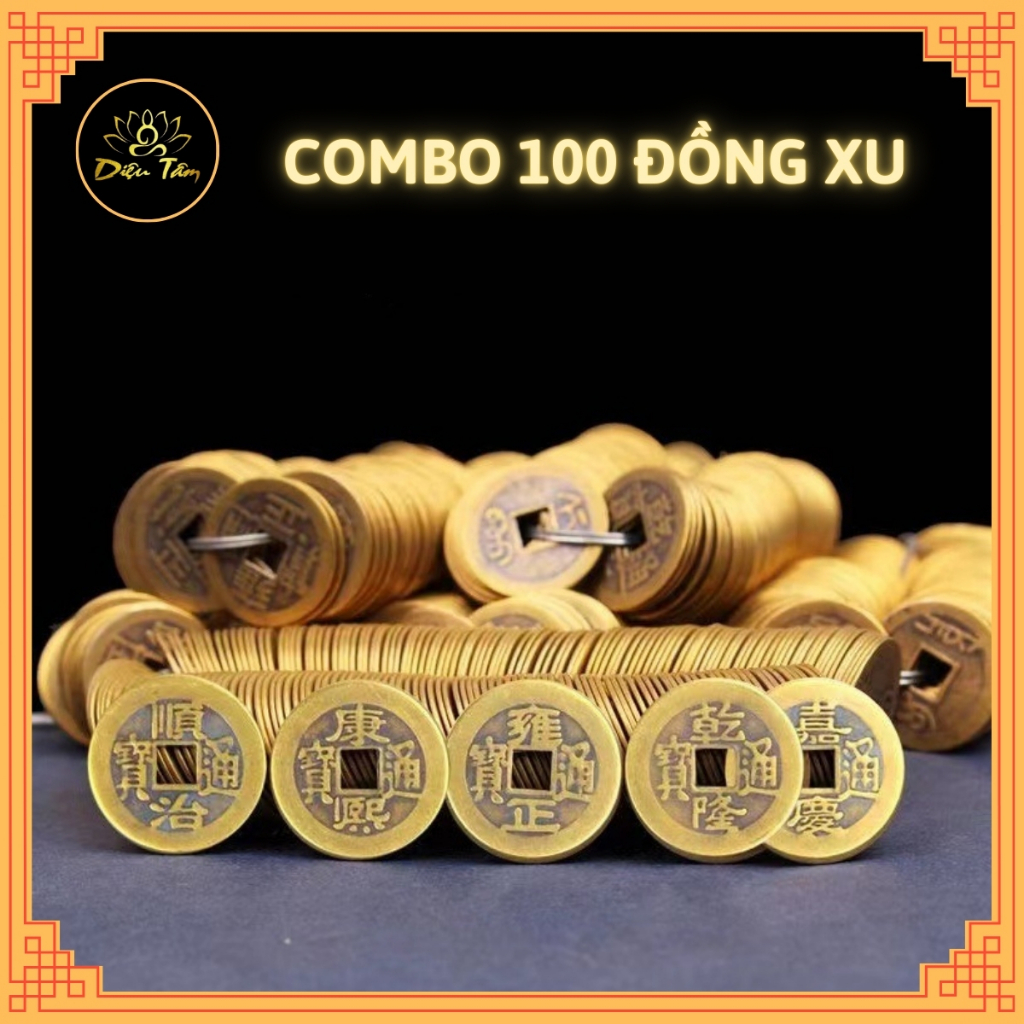 Combo 100 đồng xu phong thủy may mắn