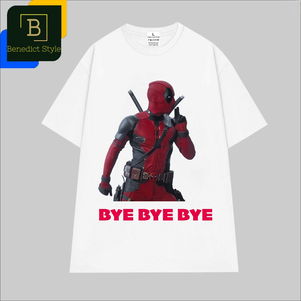 Cao cấp - Áo thun oversize in hình Deadpool Bye Bye Bye hôn ngón tay hài hước Deadpool x Wolverine m