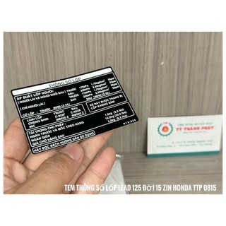 Tem thông số lốp Lead 125 đời 2015 - 2016 ( 1 miếng )