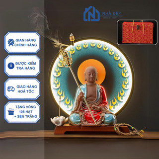  Tượng Phật Địa Tạng Vương Bồ Tát kèm kệ đèn led cao cấp decor phong thủy thờ cúng tiểu cảnh an nhiên 