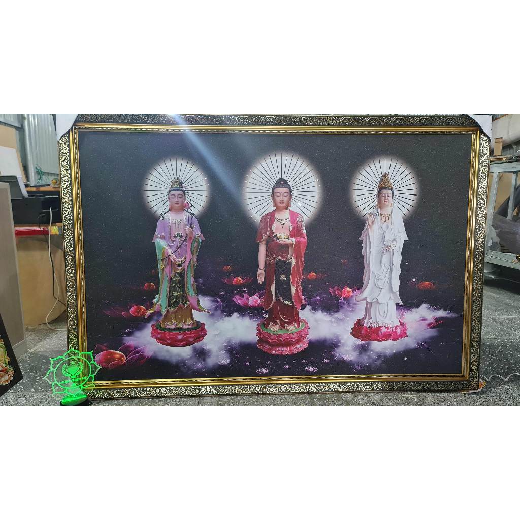 Tranh điện tam thế phật khung composite MS 03