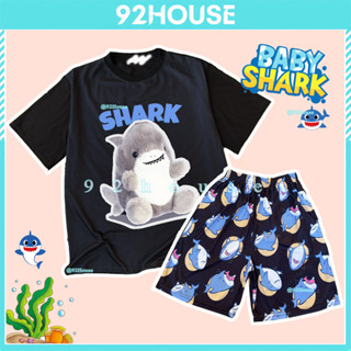 Bộ đồ hoạt hình cá mập con babyshark đồ nhóm đi biển áo thun tay lỡ Quần short cartoon phom rộng