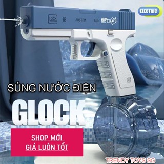   HỎA TỐC HCM  Súng nước điện phun nước áp lực mạnh Súng nước điện Glock G18 đồ chơi cho bé ngoài trời 