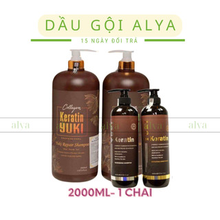  Gội Xả Colagen Keratin YUKI 4000ML - 1600ML Chai Siêu Mềm Mượt Phục Hồi Tóc Khô Xơ Hư Tổn.ALYA 
