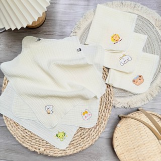  Bộ 5 khăn sữa Mimi Muslin 3 lớp thấm hút nhanh cho bé khăn mặt cho bé kich thước 30x30cm  mã 02  