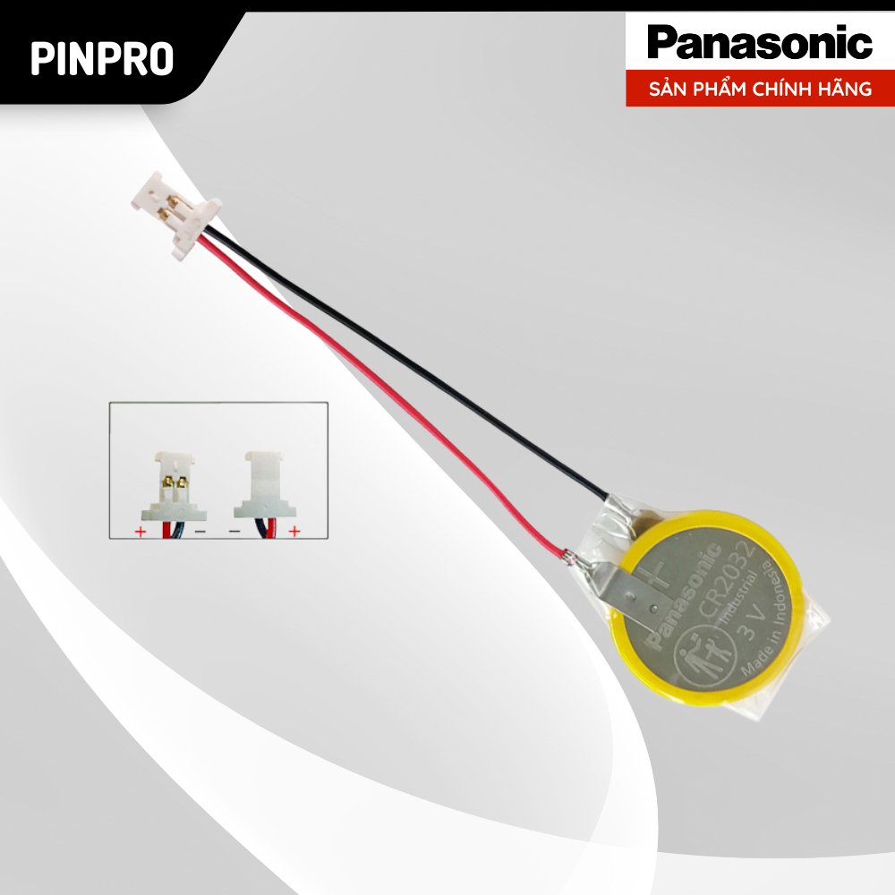 Pin CMOS CR2032 Panasonic 3V chính hãng có giắc cắm
