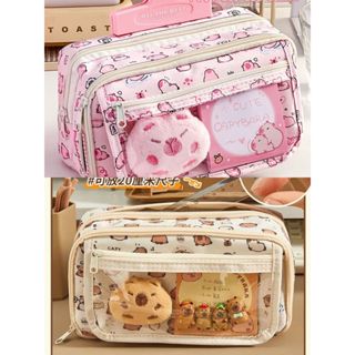  Hộp Bút Capybara Túi bút bóp viết bóp viết capybara hồng nhiều ngăn kèm phụ kiện 