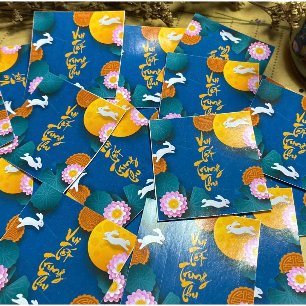 48 Tem dán Tết Trung Thu/ Mid-Autumn Festival dán hộp quà/ lon pet/ chai lọ / túi