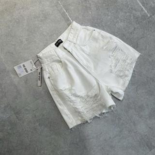 Quần Short THE QUAO Nữ Lưng Cao Rách Lai Tua Màu Nhạt Bụi R1607_494