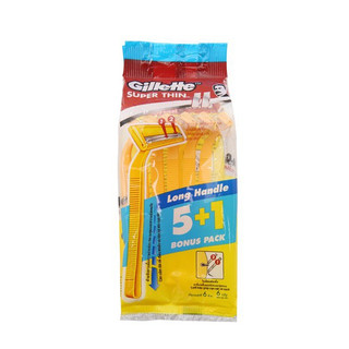 (sét 6 cái) Dao cạo râu Gillette Super Thin Long Handle Bonus Pack