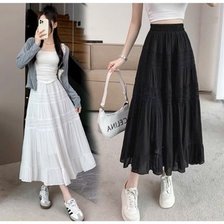 Chân váy xòe công chúa form dài phối ren phong cách thời trang xinh xắn