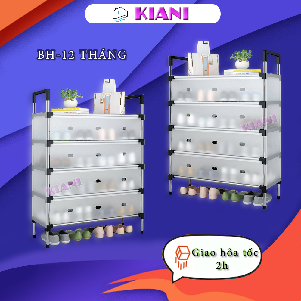 Kệ giày 5 tầng Kiani KG06 kệ để giày dép có nắp chắn bụi khung inox