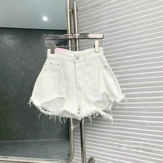 quần Short đùi jeans lưng cao đen , trắng , xanh trơn tua, cuốn shorts jeans women’s