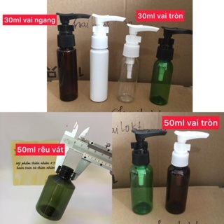 Chai nhựa nắp ấn giọt (SET 10SP) khóa cài 30ml 50ml, chai nhựa chiết mỹ phẩm