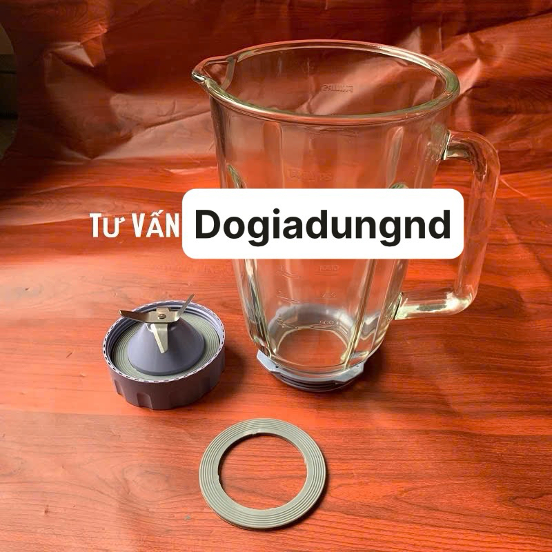 Phụ kiện máy xay philip HR3573 cối thuỷ tinh, cụm dao