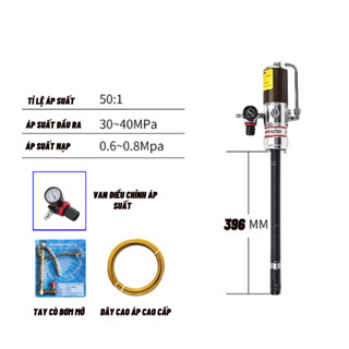 Đầu bơm mỡ hơi kích thước 396mm và 440mm - Máy Bơm mỡ khí nén sử dụng cho bình 12L và 40L Áp suất mạnh tiêu hao ít hơi