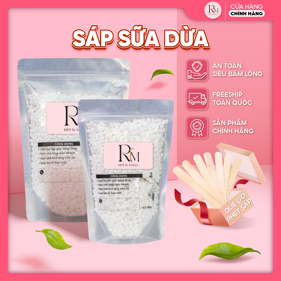 [CHE TÊN] Sáp Wax Lông Sữa Dừa Premier RIMWAXING Siêu Bám Lông Chuyên Dùng Wax Body, Nách, Bikini Thơm Nhẹ Tặng Que Gỗ