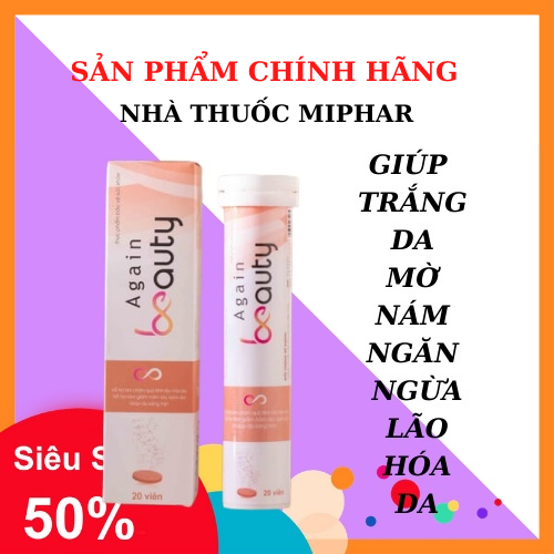 Viên Sủi Again Beauty 👍[CHÍNH HÃNG]👍hỗ trợ làm chậm quá trình lão hóa da, làm giảm nám da và sạm da
