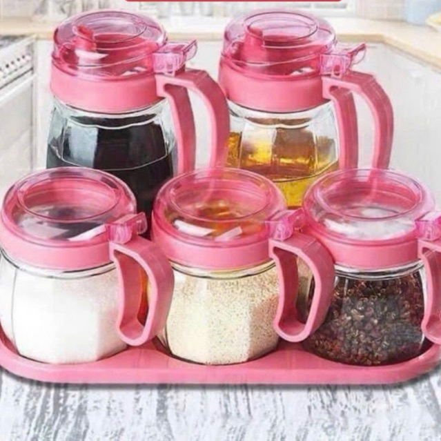 [Tổng Kho] 5 HŨ ĐỰNG GIA VỊ LẮP HỒNG , ĐẦY ĐỦ 5 KÍCH THƯỚC