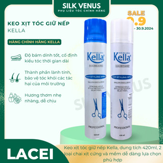 Keo xịt tóc giữ nếp Kella, dung tích 420ml, 2 loại chai xịt cứng và mềm dễ dàng lựa chọn phù hợp