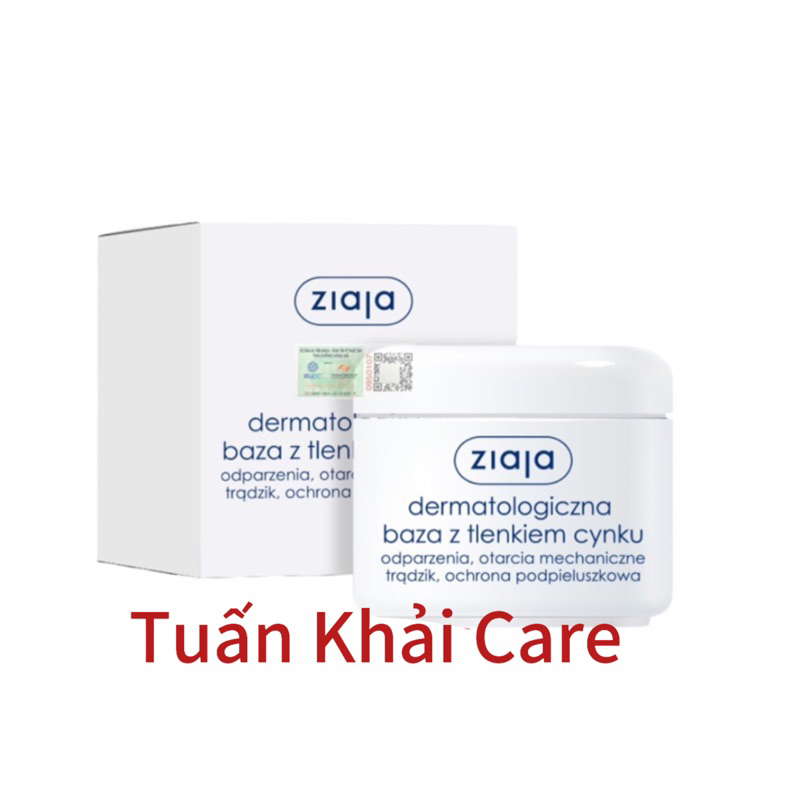 KEM DƯỠNG KẼM OXIT 13% - Ziaja Dermatological Base With Zinc Oxide 80g, Dưỡng ẩm,làm dịu da