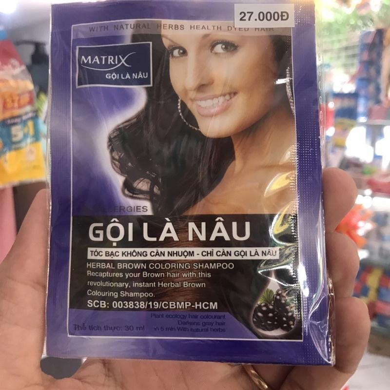 ( Lẻ 1 gói ) Dầu gội nhuộm tóc -  gội là nâu Matrix