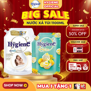 Combo 2 túi nước xả vải đậm đặc Hygiene Thái Lan lưu hương dung tích túi 1100ml