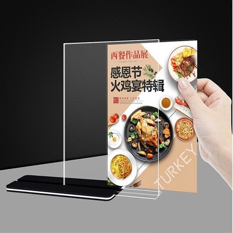 [SP MỚI] Menu mica để bàn A4/A5/A6 chân cài - Khổ dọc