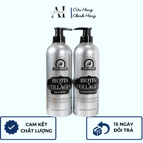 Cặp Dầu Gội Xả Biotin Collagen Selena  Giảm Rụng Tóc,Phục Hồi Tóc Khô Xơ, Hư Tổn. AI STORE