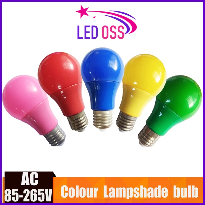 Combo 5 Bóng Đèn Màu E27 3W Nhiều Màu Sắc Trang Trí Quán Cafe