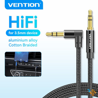 Cáp Âm Thanh  Hi-Fi VENTION 2 Đầu 3.5mm Nylon Bện Góc 90 Độ Cho PC/Laptop Tablet Xe Hơi Điện Thoại