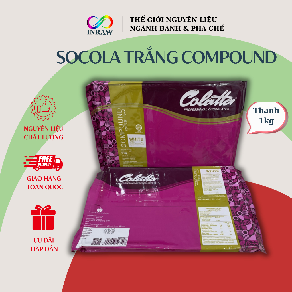 Socola Trắng Colatta Thanh 1kg (White Compound)