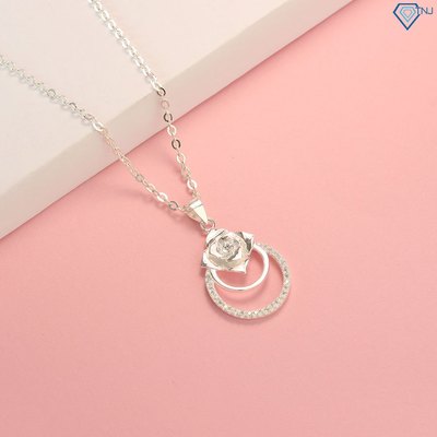 Dây chuyền bạc nữ, vòng cổ mặt họa tiết bông hồng DCN0440 TRANG SỨC TNJ
