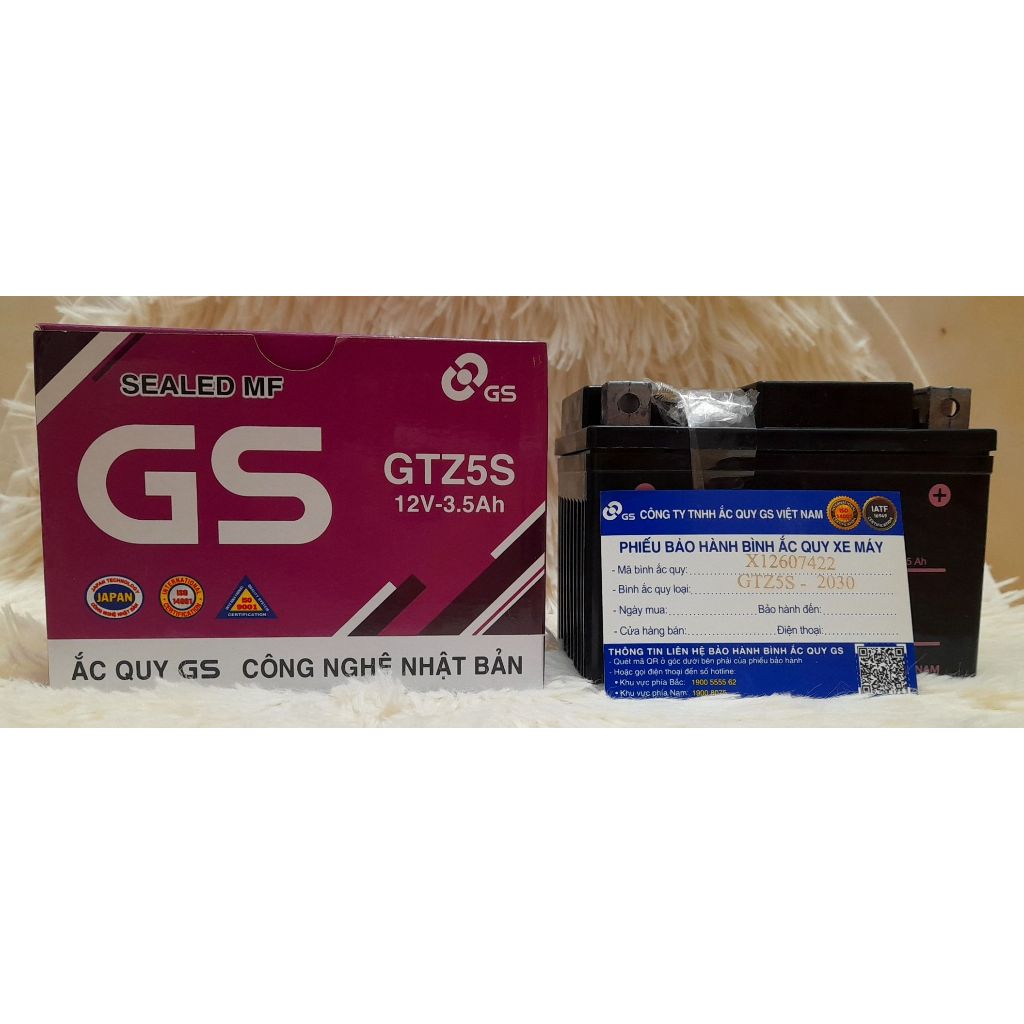 Ắc quy khô GS GTZ5S 12V-3.5Ah xe Wave (A, RSX, RS, S110)