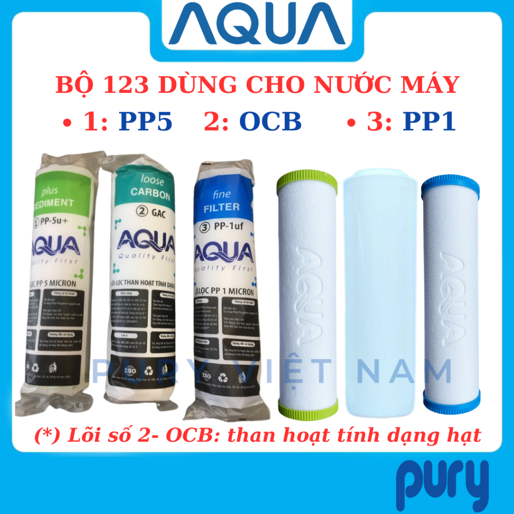 Lõi lọc nước 123 Aqua dùng cho tất cả máy lọc nước RO (Hàng chính hãng)