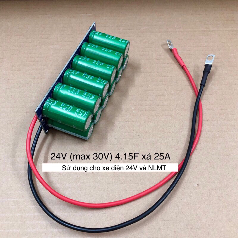 Siêu tụ điện 24V sạc đầy 29V-30V xả tức thời 25A - Super capacitor 24V - Hàng tự làm thủ công