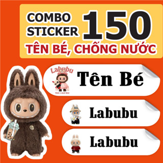 150 Sticker tên bé mẫu labubu, nhãn vở in tên theo yêu cầu, hình dán ngộ nghĩnh, dán đồ dùng học tập