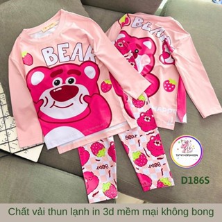 21 đến 40kg - Đồ bộ tay dài thun lạnh in 3D hoạt hình pony công chúa cho bé gái size đại D186