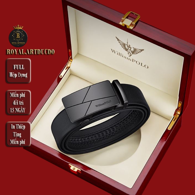 Thắt lưng nam , dây nịt nam da bò WilliamPOLO Full hộp đựng cao cấp - ART113