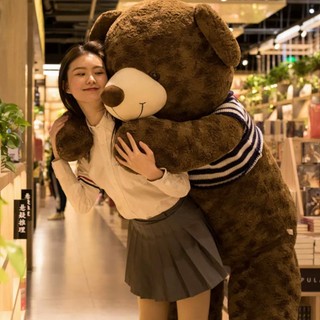 Thú nhồi bông Teddy mặc áo kẻ size khổng lồ, Gấu bông Teddy mặc áo kẻ size đại (size 1m8)